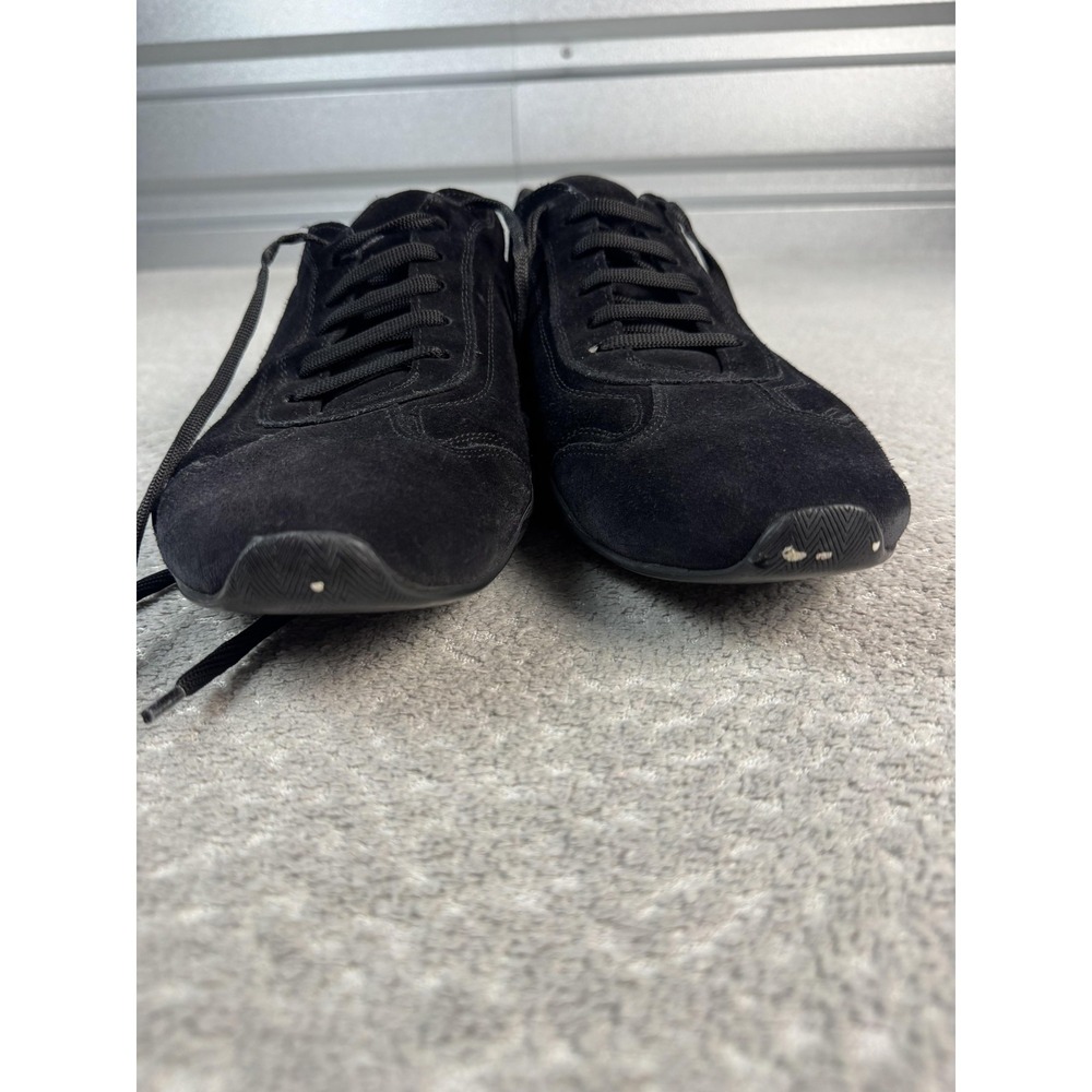 Salvatore Ferragamo Shoes Mens Size 12 Black Suede Lace Up Casual Italy Sneakers - Picture 5 of 10